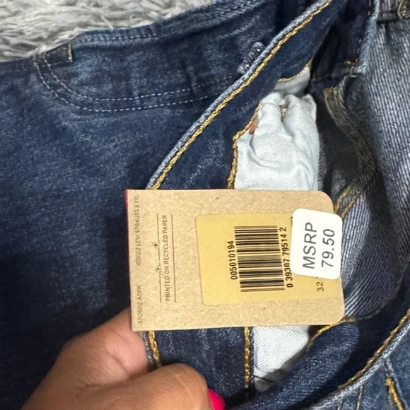 Levi's Men's Straight Jeans in Deep Blue - Picture 5 of 6